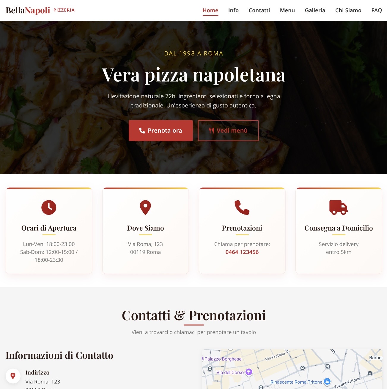 Sito pizzeria Bella Napoli - anteprima header